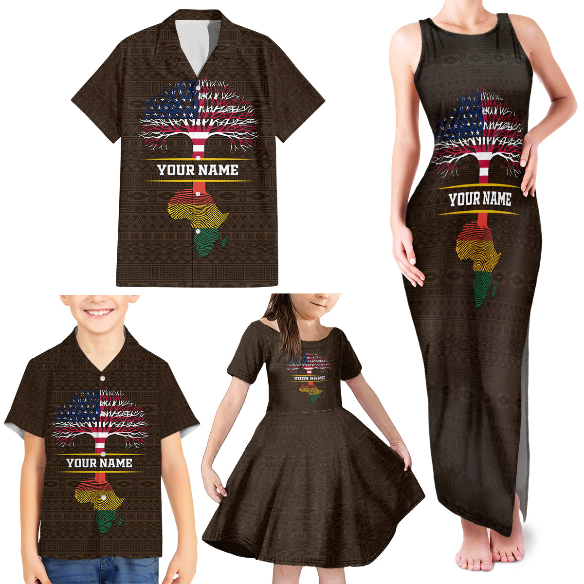Personalized African Root Family Matching Tank Maxi Dress and Hawaiian Shirt - Wonder Print Shop