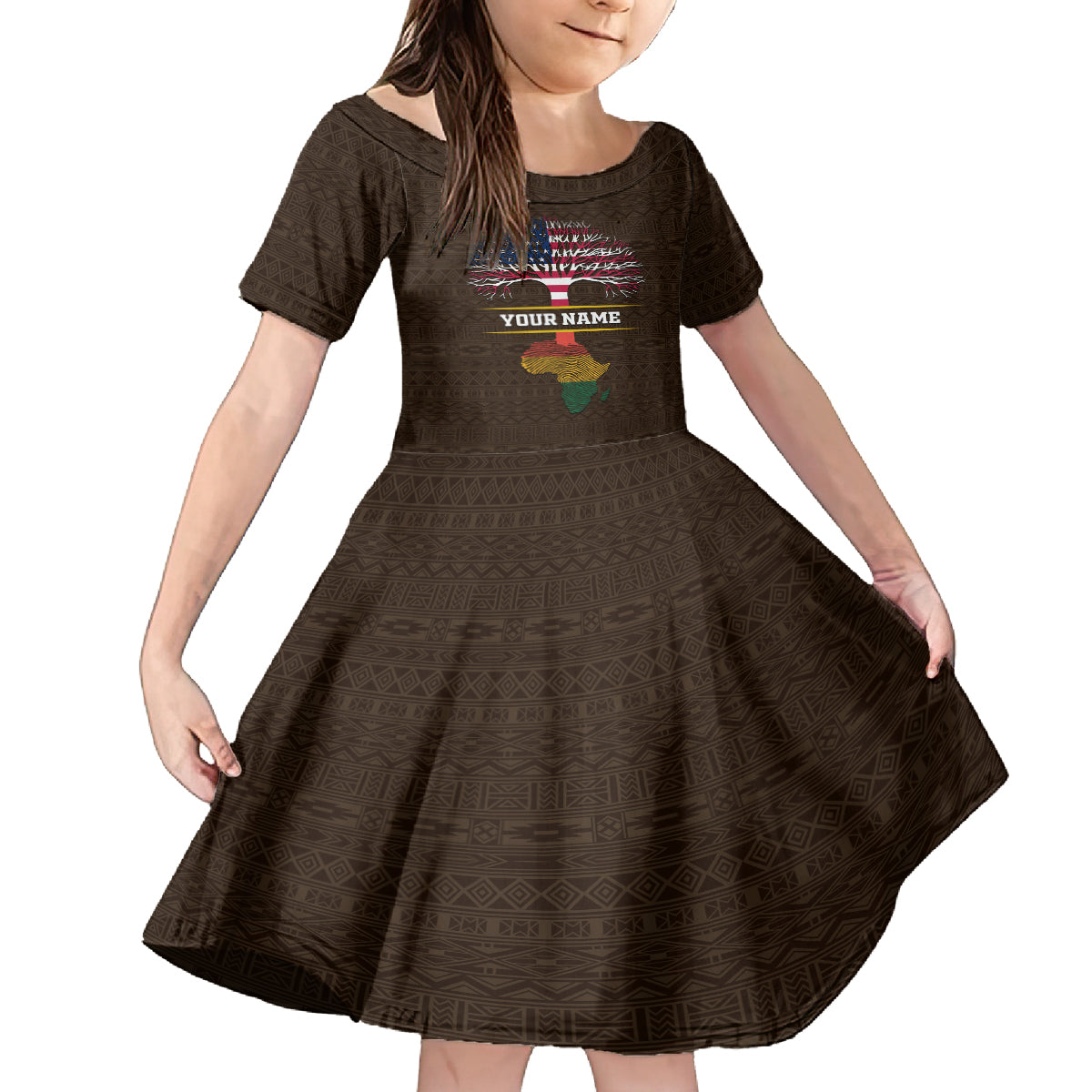 Personalized African Root Kid Short Sleeve Dress - Wonder Print Shop