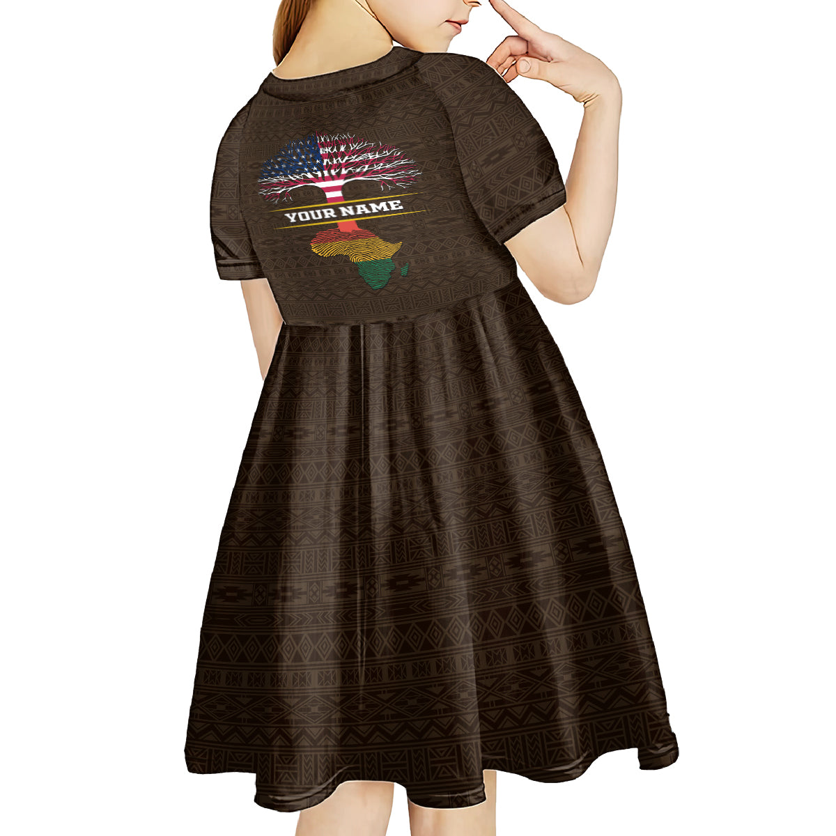 Personalized African Root Kid Short Sleeve Dress - Wonder Print Shop