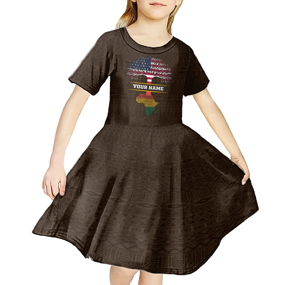 Personalized African Root Kid Short Sleeve Dress - Wonder Print Shop