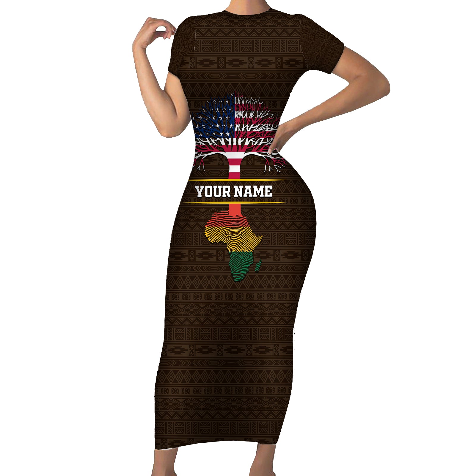 Personalized African Root Short Sleeve Bodycon Dress - Wonder Print Shop