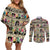 Multi Color Adinkra Symbols Couples Matching Off Shoulder Short Dress and Long Sleeve Button Shirts African Adrinkra - Wonder Print Shop