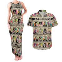 Multi Color Adinkra Symbols Couples Matching Tank Maxi Dress and Hawaiian Shirt African Adrinkra - Wonder Print Shop