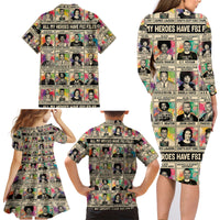 Multi Color Adinkra Symbols Family Matching Long Sleeve Bodycon Dress and Hawaiian Shirt African Adrinkra - Wonder Print Shop