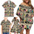 Multi Color Adinkra Symbols Family Matching Off Shoulder Short Dress and Hawaiian Shirt African Adrinkra - Wonder Print Shop