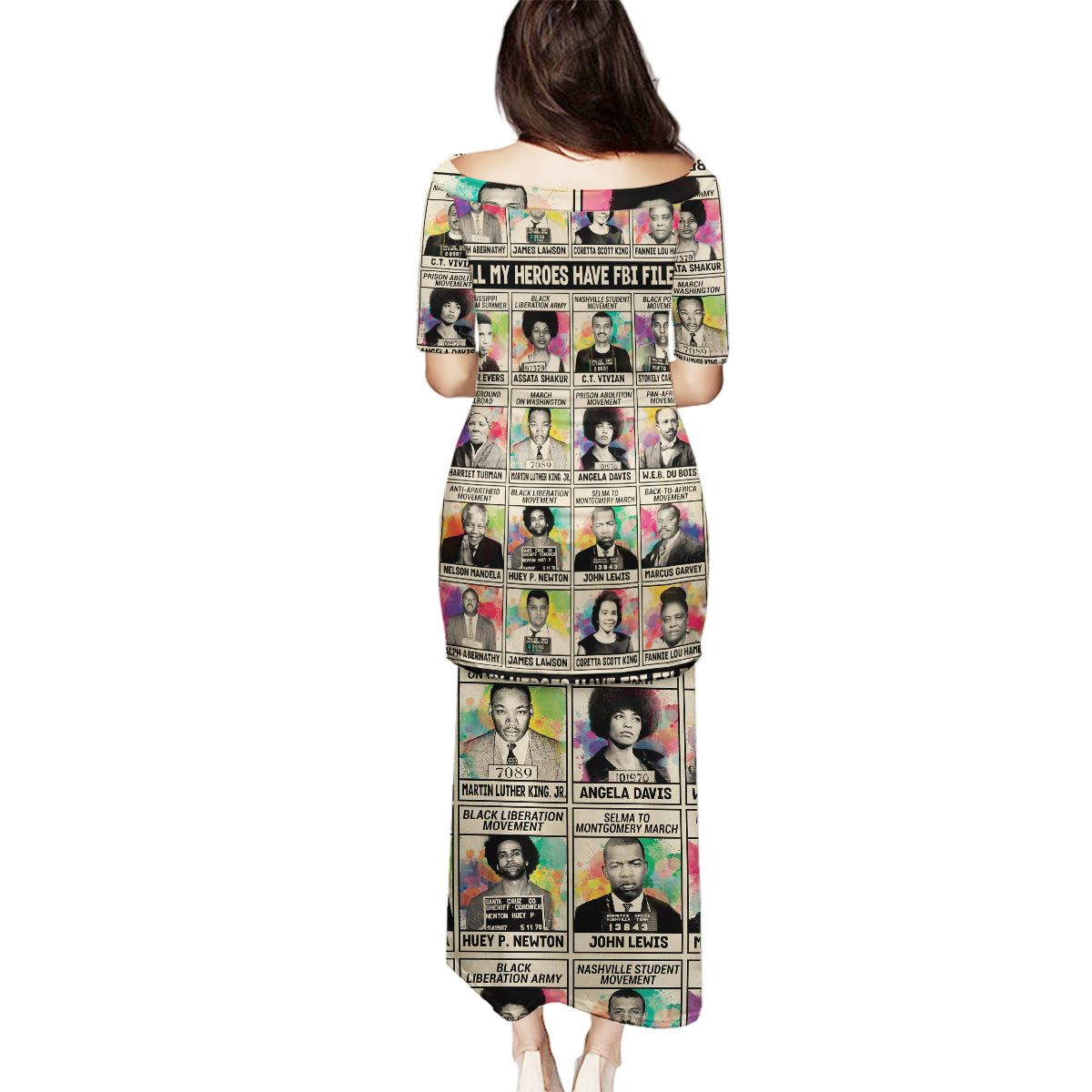 Multi Color Adinkra Symbols Family Matching Puletasi Dress and Hawaiian Shirt African Adrinkra - Wonder Print Shop