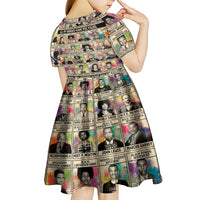 Multi Color Adinkra Symbols Kid Short Sleeve Dress African Adrinkra - Wonder Print Shop