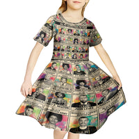 Multi Color Adinkra Symbols Kid Short Sleeve Dress African Adrinkra - Wonder Print Shop