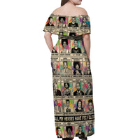 Multi Color Adinkra Symbols Off Shoulder Maxi Dress African Adrinkra - Wonder Print Shop