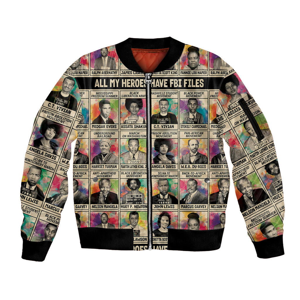 Multi Color Adinkra Symbols Sleeve Zip Bomber Jacket African Adrinkra - Wonder Print Shop