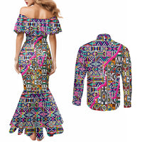 african-ndebele-pattern-couples-matching-mermaid-dress-and-long-sleeve-button-shirts
