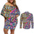African Ndebele Pattern Couples Matching Off Shoulder Short Dress and Long Sleeve Button Shirts - Wonder Print Shop