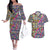 African Ndebele Pattern Couples Matching Off The Shoulder Long Sleeve Dress and Hawaiian Shirt - Wonder Print Shop
