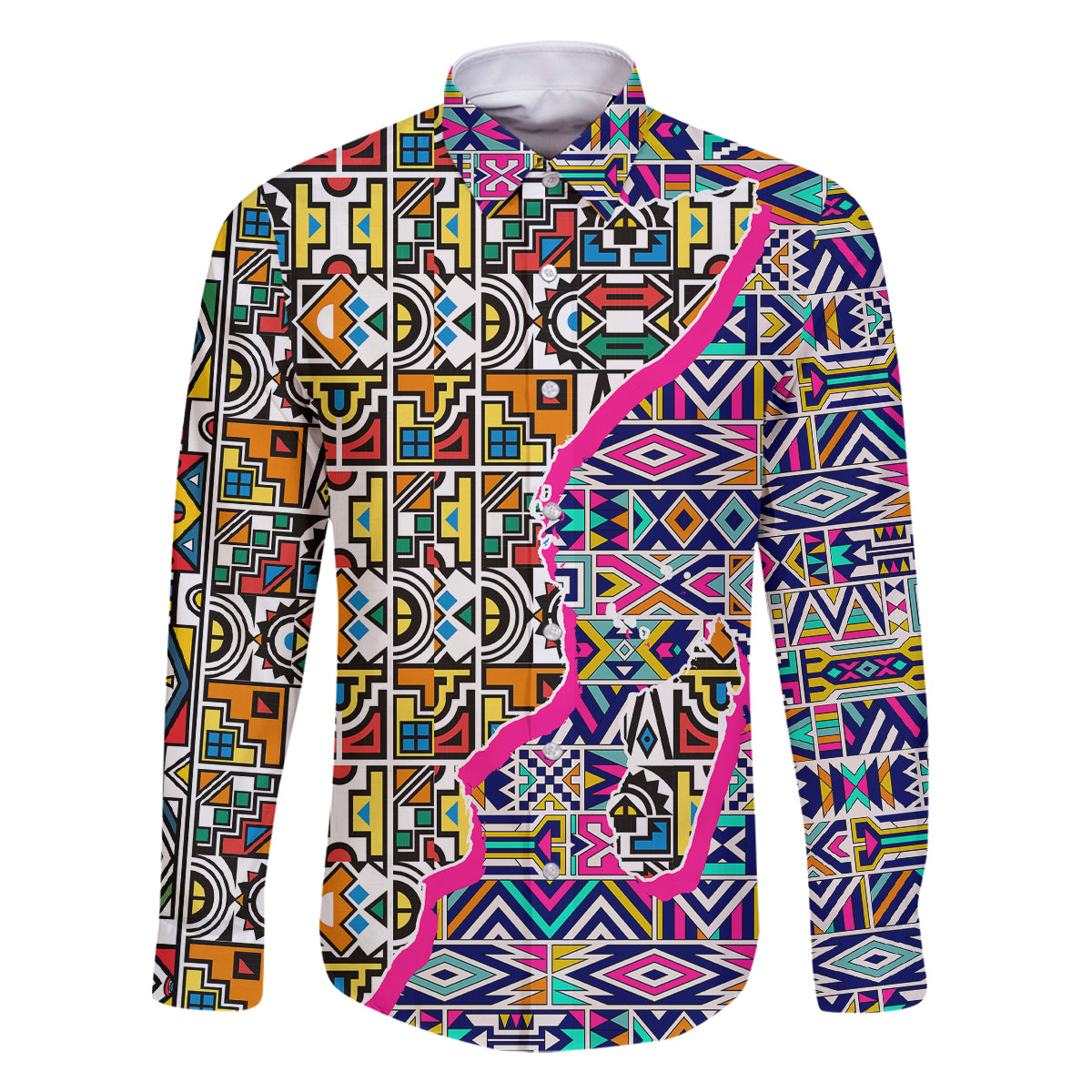 African Ndebele Pattern Family Matching Long Sleeve Bodycon Dress and Hawaiian Shirt - Wonder Print Shop