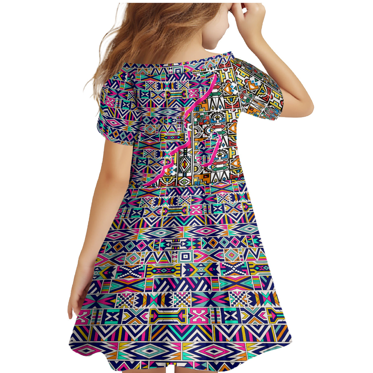 African Ndebele Pattern Family Matching Mermaid Dress and Hawaiian Shirt - Wonder Print Shop