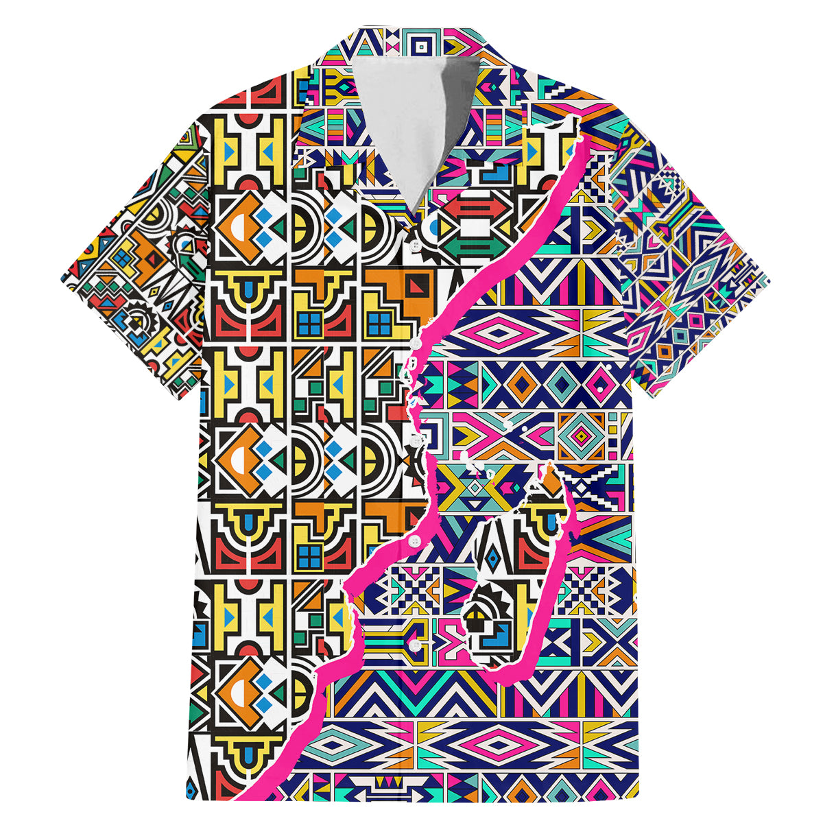 African Ndebele Pattern Family Matching Mermaid Dress and Hawaiian Shirt - Wonder Print Shop