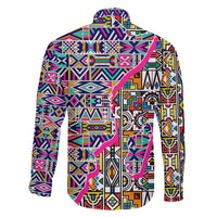 African Ndebele Pattern Family Matching Off Shoulder Short Dress and Hawaiian Shirt - Wonder Print Shop