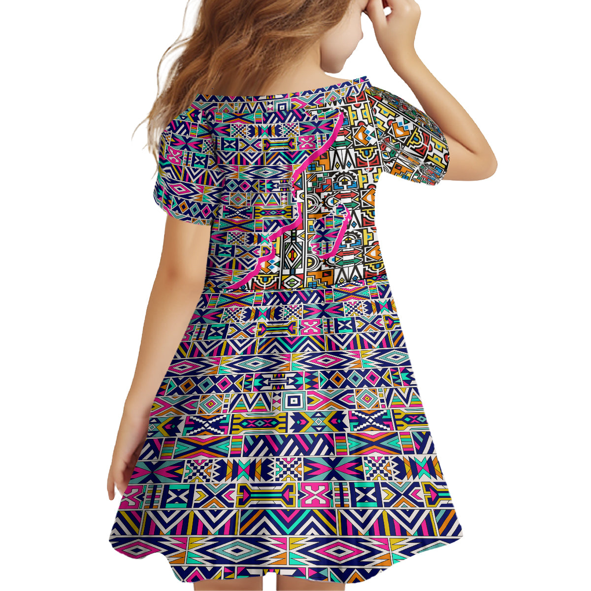 African Ndebele Pattern Family Matching Puletasi Dress and Hawaiian Shirt - Wonder Print Shop