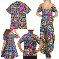African Ndebele Pattern Family Matching Summer Maxi Dress and Hawaiian Shirt - Wonder Print Shop