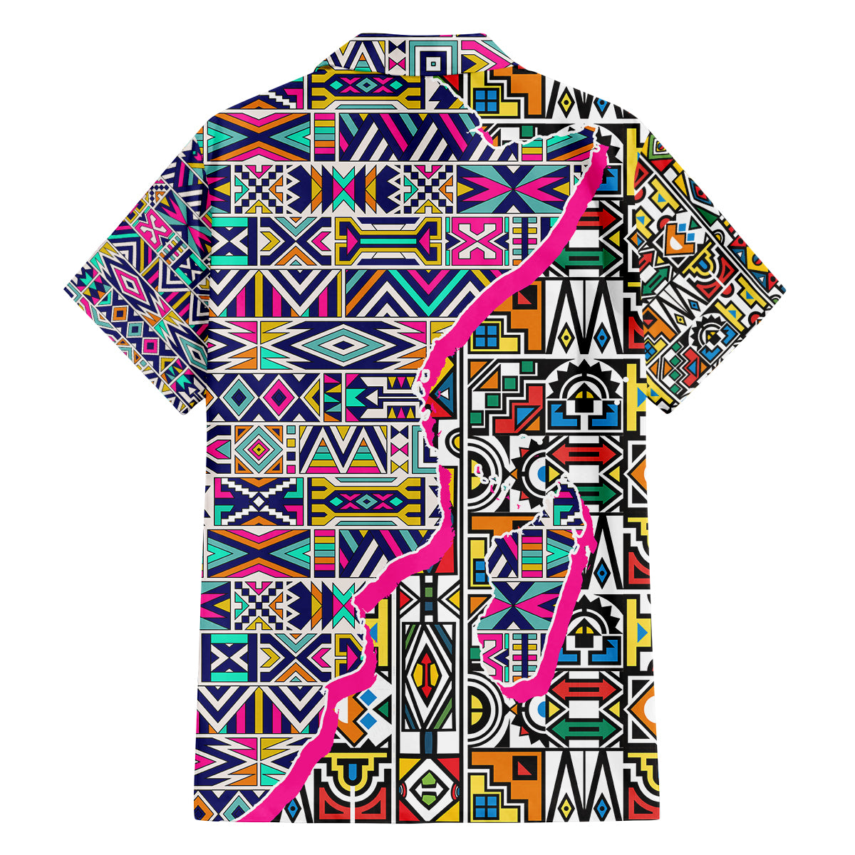African Ndebele Pattern Family Matching Summer Maxi Dress and Hawaiian Shirt - Wonder Print Shop