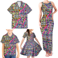 African Ndebele Pattern Family Matching Tank Maxi Dress and Hawaiian Shirt - Wonder Print Shop