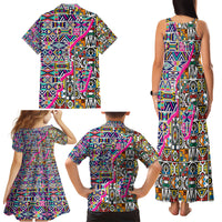 African Ndebele Pattern Family Matching Tank Maxi Dress and Hawaiian Shirt - Wonder Print Shop