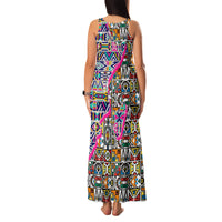 African Ndebele Pattern Family Matching Tank Maxi Dress and Hawaiian Shirt - Wonder Print Shop