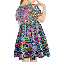 African Ndebele Pattern Kid Short Sleeve Dress - Wonder Print Shop