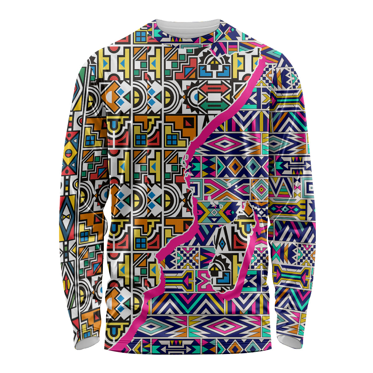African Ndebele Pattern Long Sleeve Shirt - Wonder Print Shop