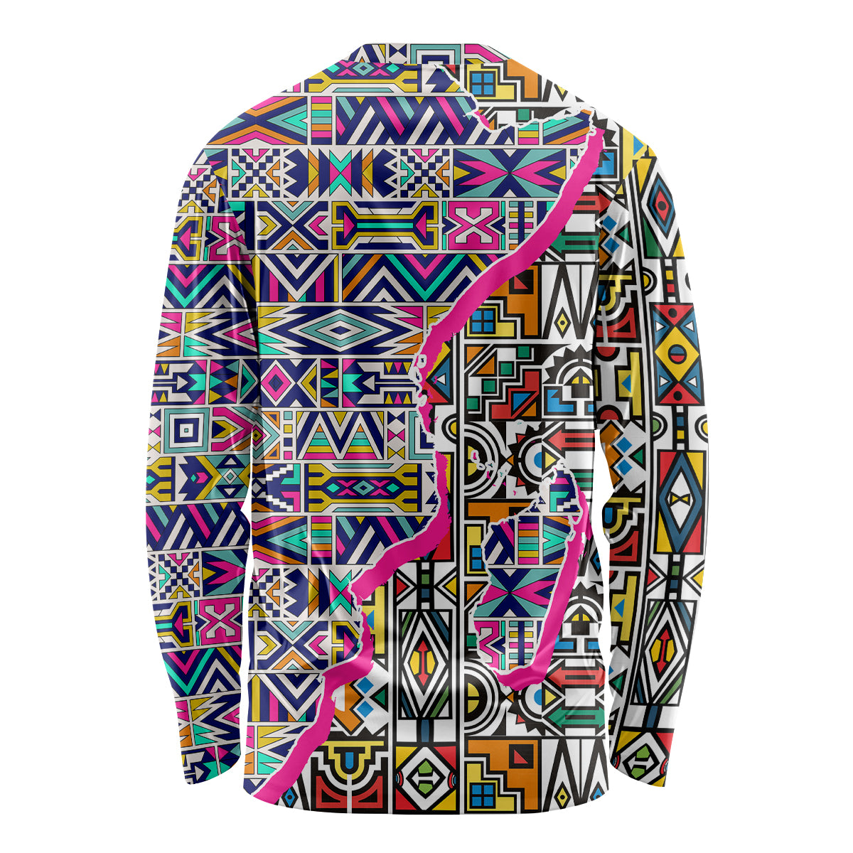 African Ndebele Pattern Long Sleeve Shirt - Wonder Print Shop