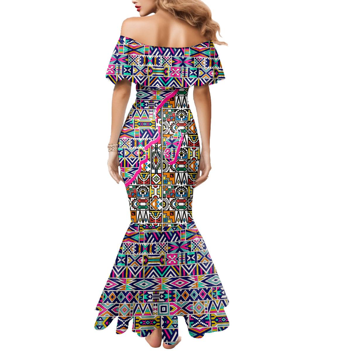 African Ndebele Pattern Mermaid Dress - Wonder Print Shop