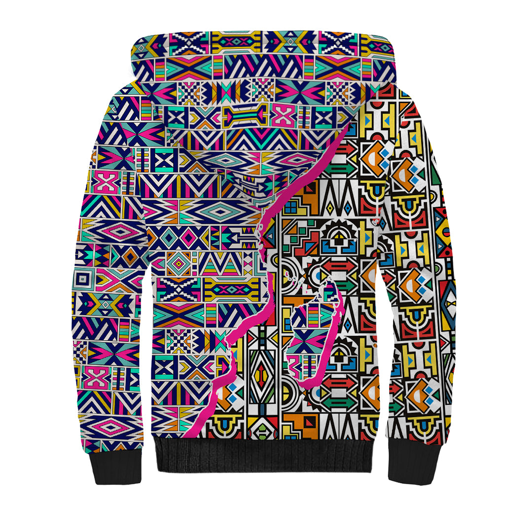 African Ndebele Pattern Sherpa Hoodie - Wonder Print Shop