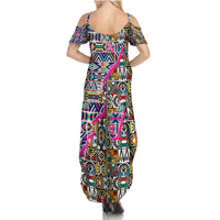 African Ndebele Pattern Summer Maxi Dress - Wonder Print Shop