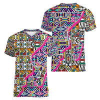 African Ndebele Pattern Women V Neck T Shirt - Wonder Print Shop