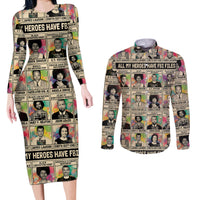 All My Heroes Have FBI Files Couples Matching Long Sleeve Bodycon Dress and Long Sleeve Button Shirts Civil Rights Leaders - Wonder Print Shop