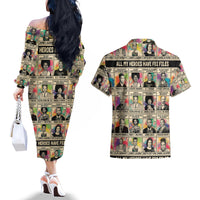 All My Heroes Have FBI Files Couples Matching Off The Shoulder Long Sleeve Dress and Hawaiian Shirt Civil Rights Leaders - Wonder Print Shop