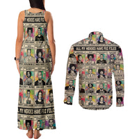 All My Heroes Have FBI Files Couples Matching Tank Maxi Dress and Long Sleeve Button Shirts Civil Rights Leaders - Wonder Print Shop