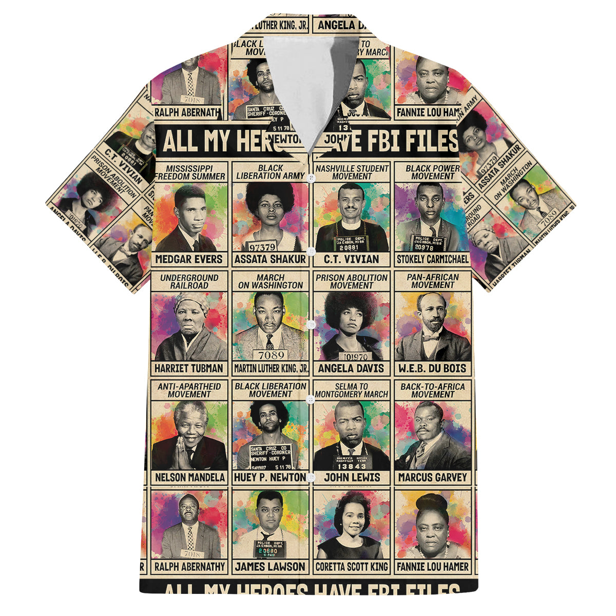 All My Heroes Have FBI Files Family Matching Off Shoulder Maxi Dress and Hawaiian Shirt Civil Rights Leaders - Wonder Print Shop