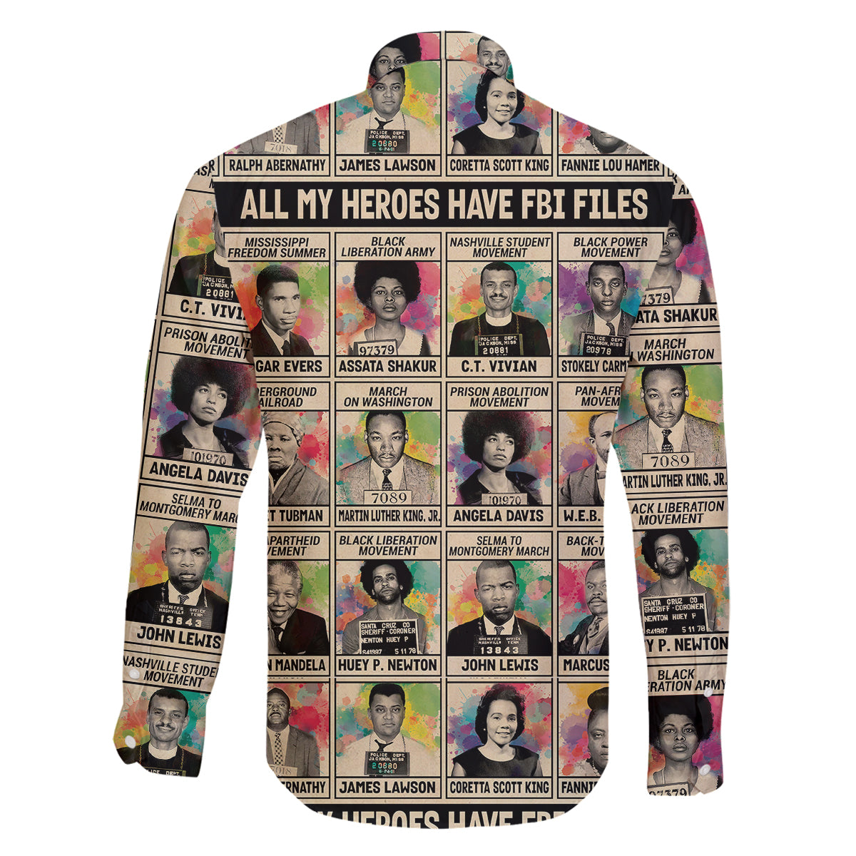 All My Heroes Have FBI Files Family Matching Off Shoulder Maxi Dress and Hawaiian Shirt Civil Rights Leaders - Wonder Print Shop