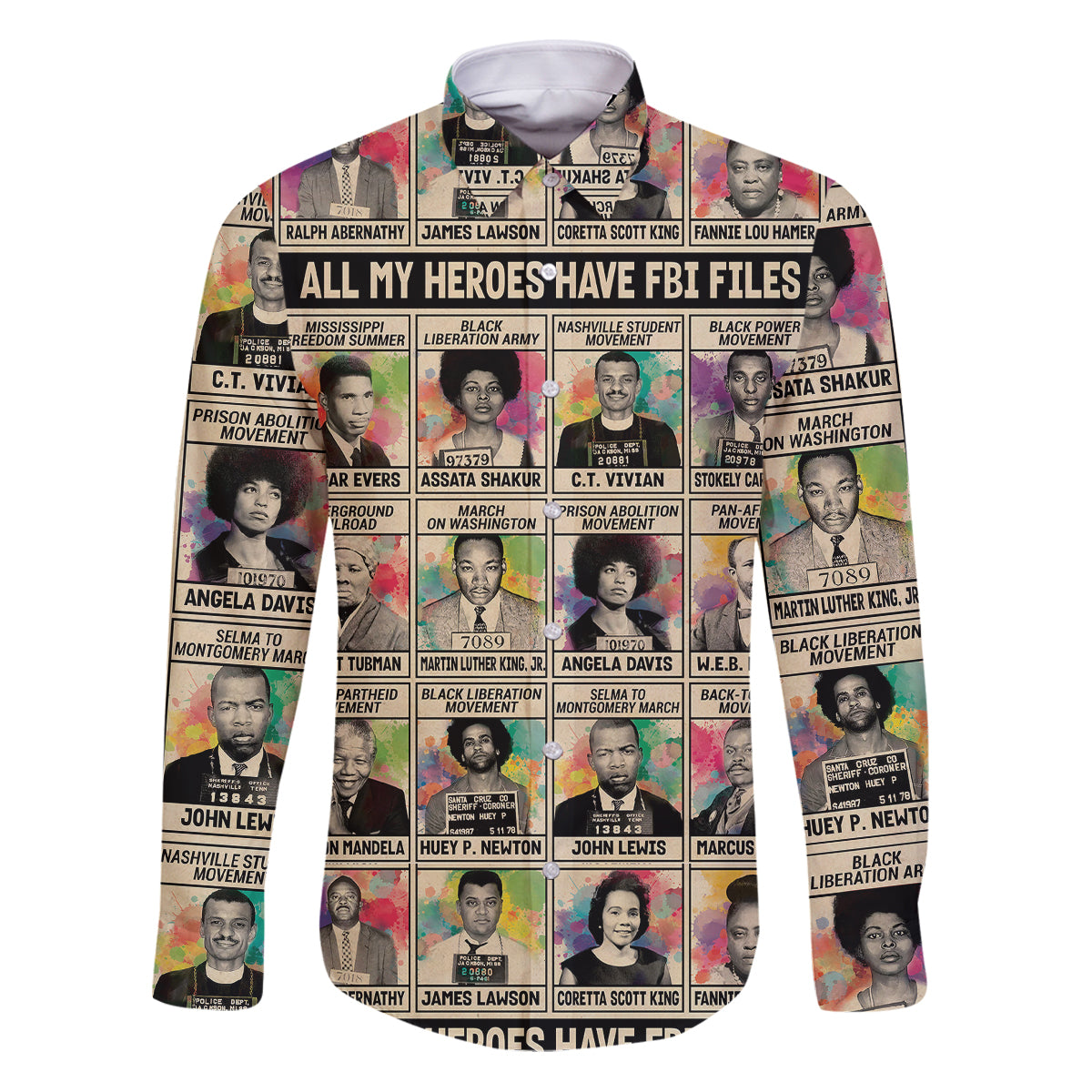 All My Heroes Have FBI Files Family Matching Puletasi Dress and Hawaiian Shirt Civil Rights Leaders - Wonder Print Shop