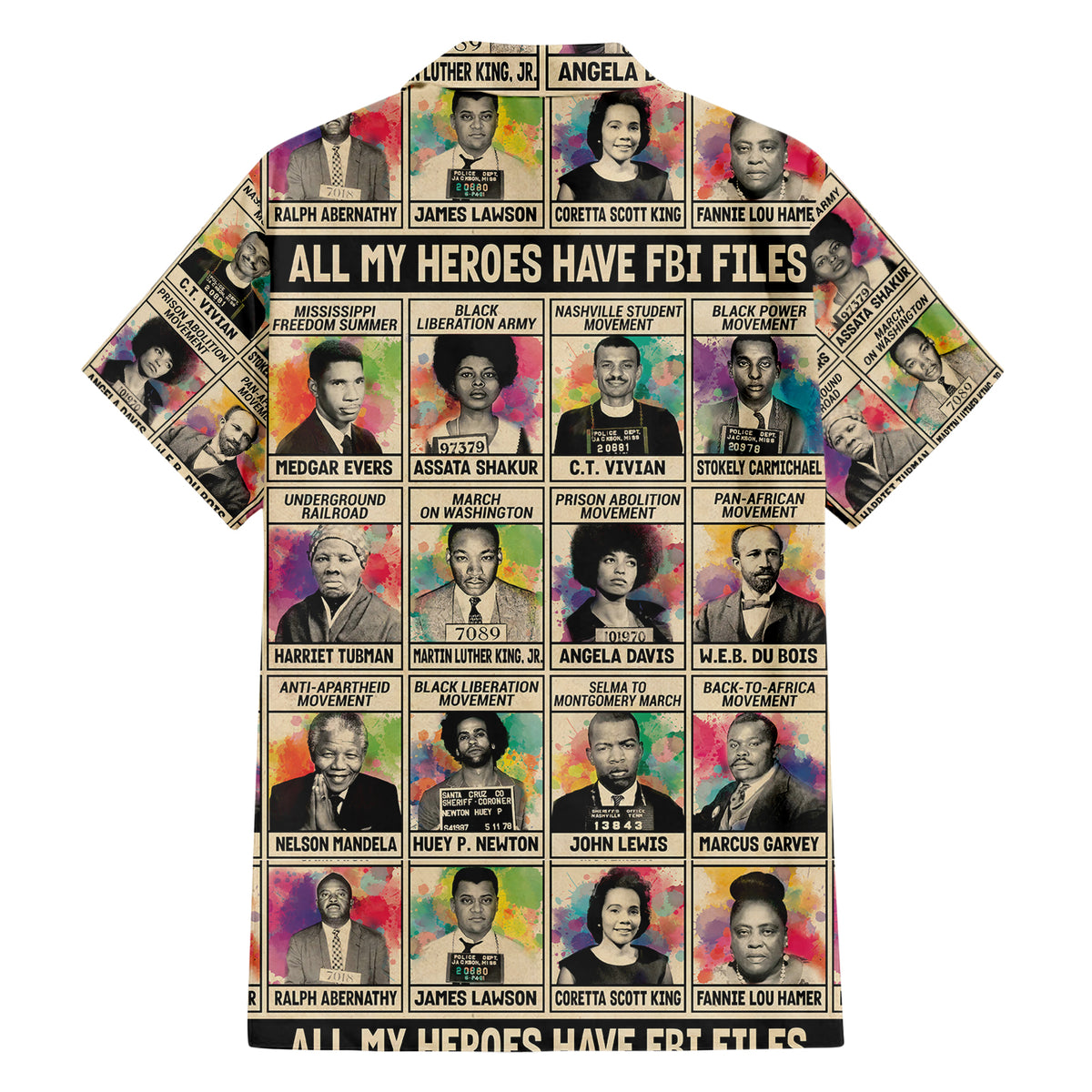 All My Heroes Have FBI Files Family Matching Short Sleeve Bodycon Dress and Hawaiian Shirt Civil Rights Leaders - Wonder Print Shop