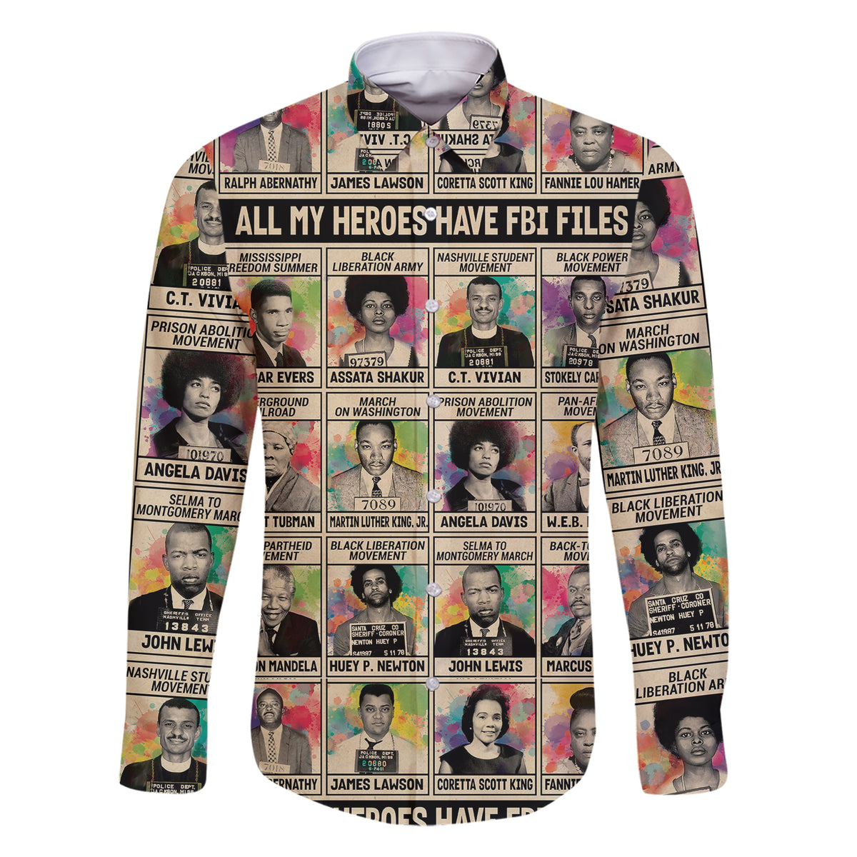 All My Heroes Have FBI Files Family Matching Short Sleeve Bodycon Dress and Hawaiian Shirt Civil Rights Leaders - Wonder Print Shop