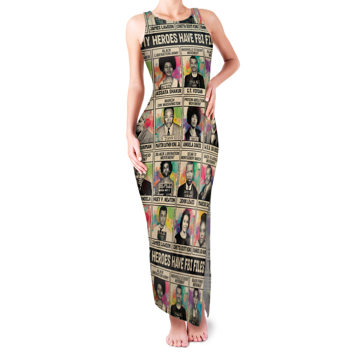 All My Heroes Have FBI Files Family Matching Tank Maxi Dress and Hawaiian Shirt Civil Rights Leaders - Wonder Print Shop