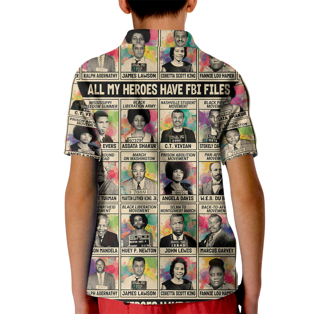All My Heroes Have FBI Files Kid Polo Shirt Civil Rights Leaders - Wonder Print Shop
