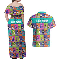 African Women Inventors Couples Matching Off Shoulder Maxi Dress and Hawaiian Shirt Without Black Women These Things Would Not Exist - Wonder Print Shop