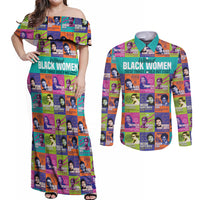 African Women Inventors Couples Matching Off Shoulder Maxi Dress and Long Sleeve Button Shirts Without Black Women These Things Would Not Exist - Wonder Print Shop