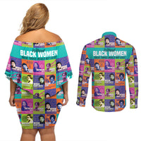 African Women Inventors Couples Matching Off Shoulder Short Dress and Long Sleeve Button Shirts Without Black Women These Things Would Not Exist - Wonder Print Shop