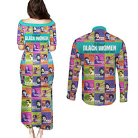 African Women Inventors Couples Matching Puletasi Dress and Long Sleeve Button Shirts Without Black Women These Things Would Not Exist - Wonder Print Shop