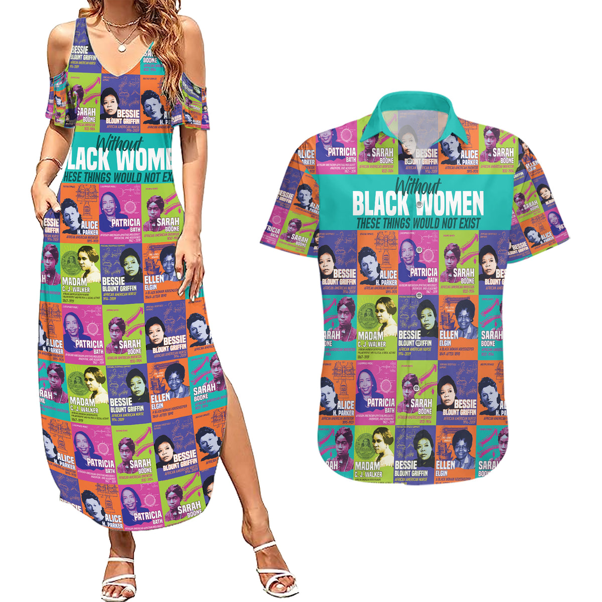 African Women Inventors Couples Matching Summer Maxi Dress and Hawaiian Shirt Without Black Women These Things Would Not Exist - Wonder Print Shop