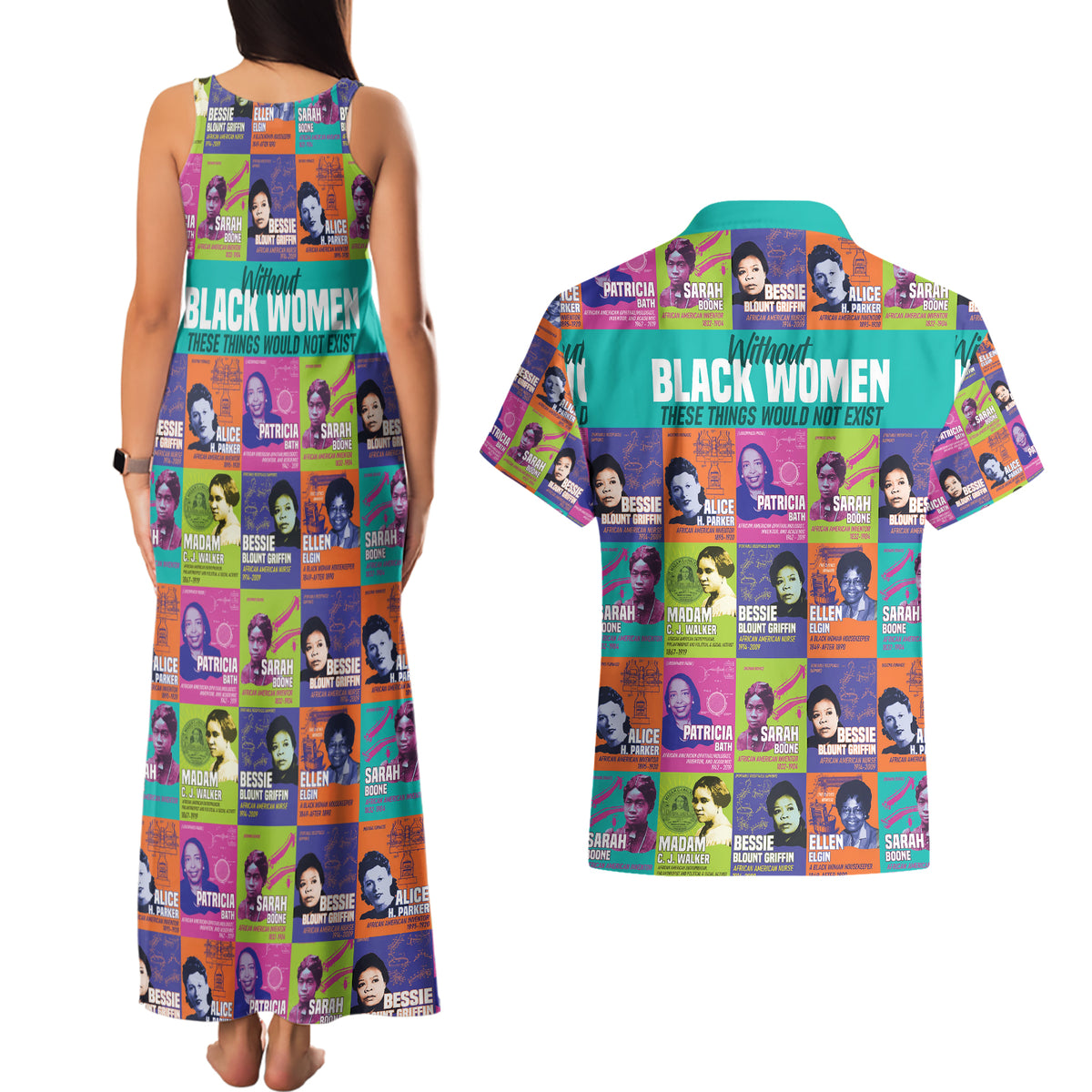 African Women Inventors Couples Matching Tank Maxi Dress and Hawaiian Shirt Without Black Women These Things Would Not Exist - Wonder Print Shop